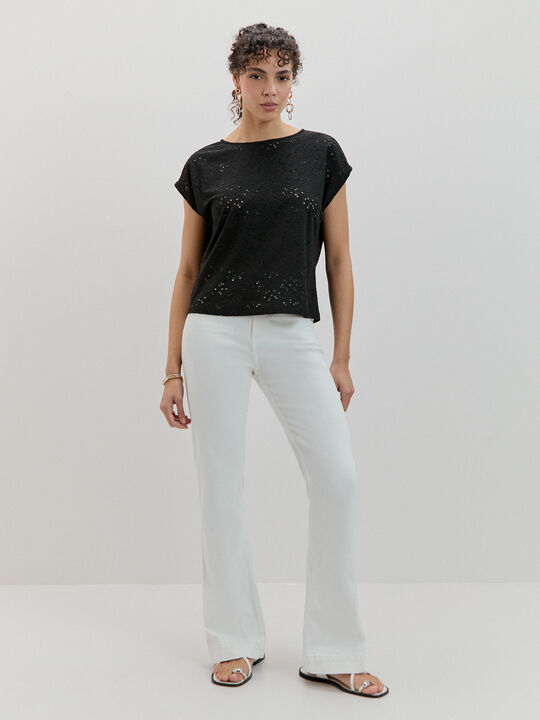 CAMISETA EYELET SISADA Negro image number null