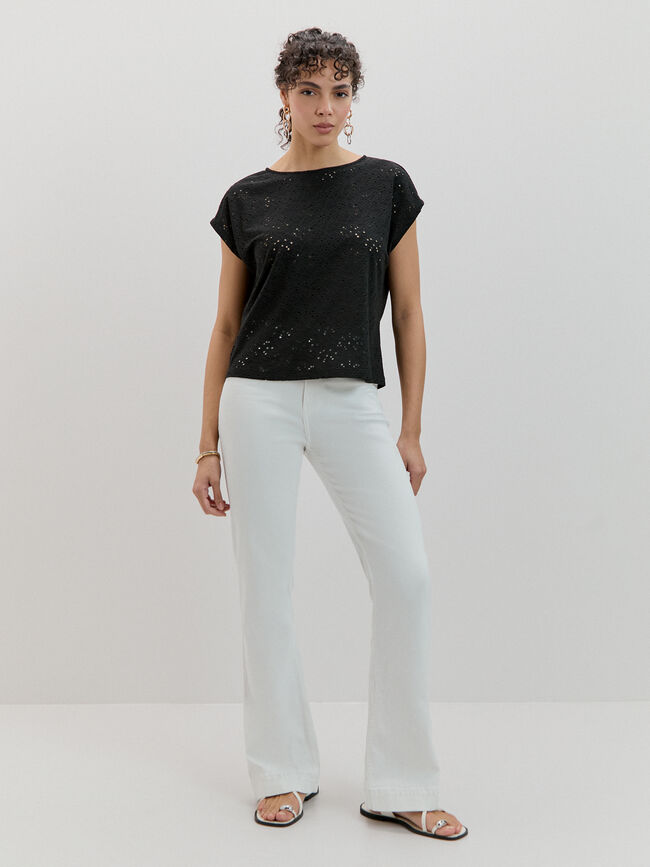 CAMISETA EYELET SISADA Negro