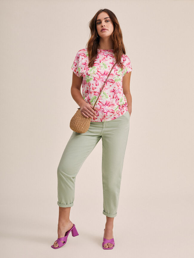 Camiseta estampado floral Blanco Optico