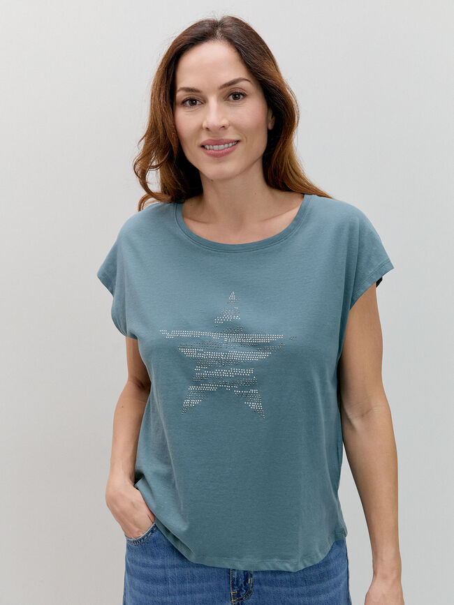 CAMISETA ESTRELLA HOTFIX Azul Grisaceo