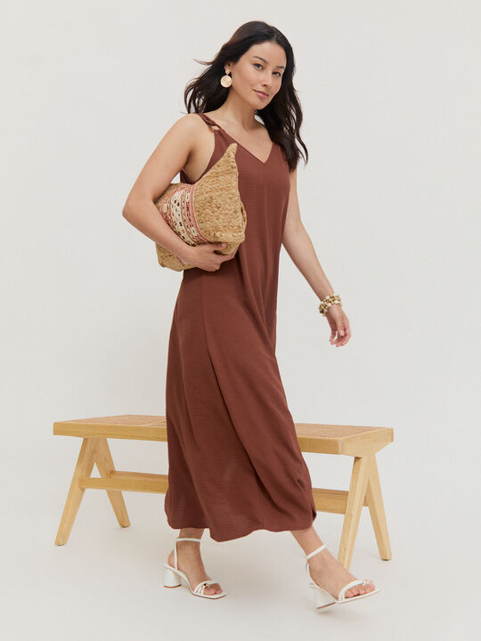 VESTIDO ANILLAS TIRANTE Marron chocolat image number null