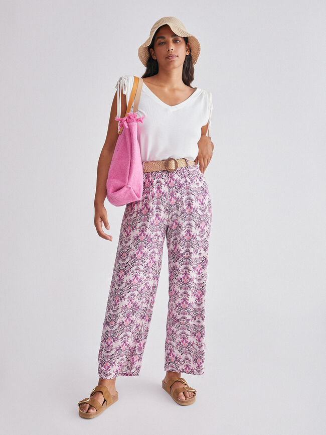 Pantalon palazzo cinturon Violeta African