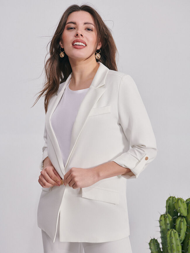 Blazer basica con forro Blanco Hueso