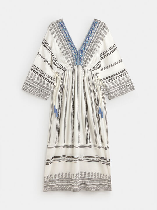 VESTIDO BORDADO PECHO Crudo image number null