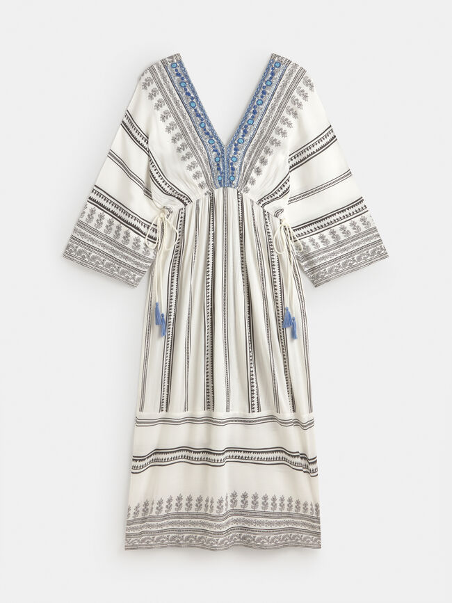 VESTIDO BORDADO PECHO Crudo