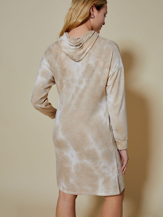 vestido largo capucha Beige