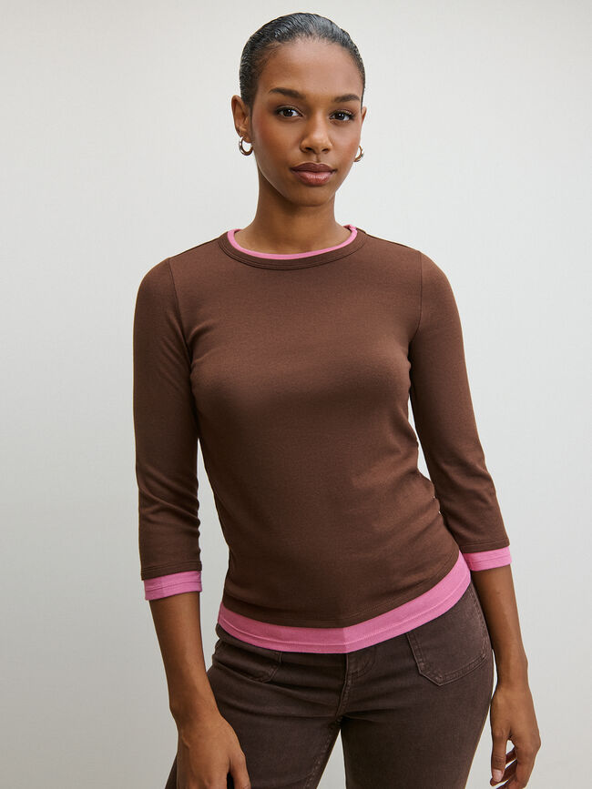 CAMISETA DOBLE CAPA Marron