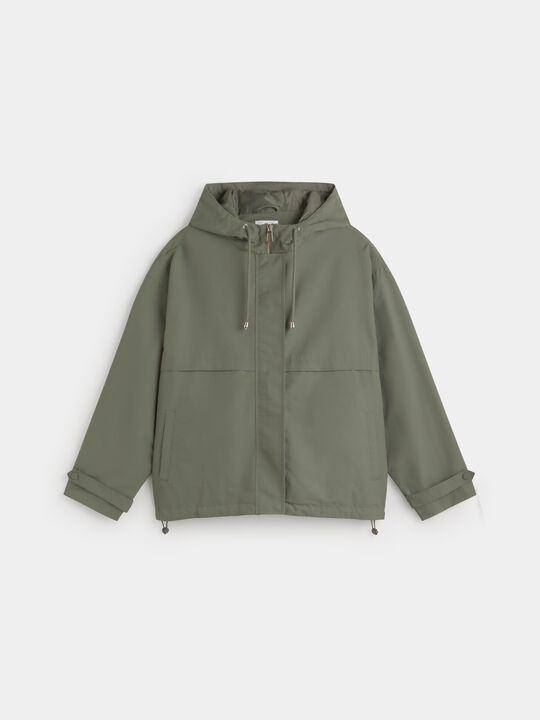 PARKA B&Aacute;SICA CAPUCHA kaki oscuro image number null