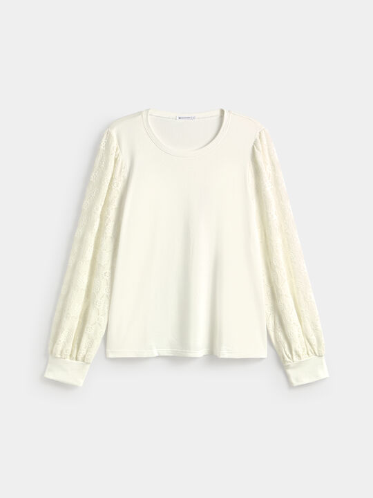 CAMISETA MANGA GLOBO BIMATERIA Blanco Optico image number null