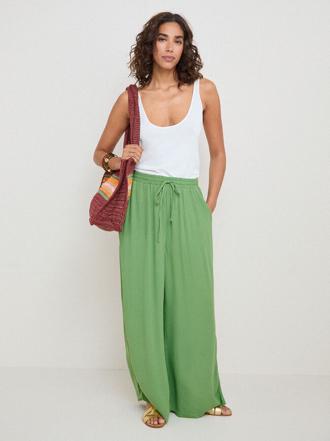 PANTALON  CULOTTE FLUIDO Hoja