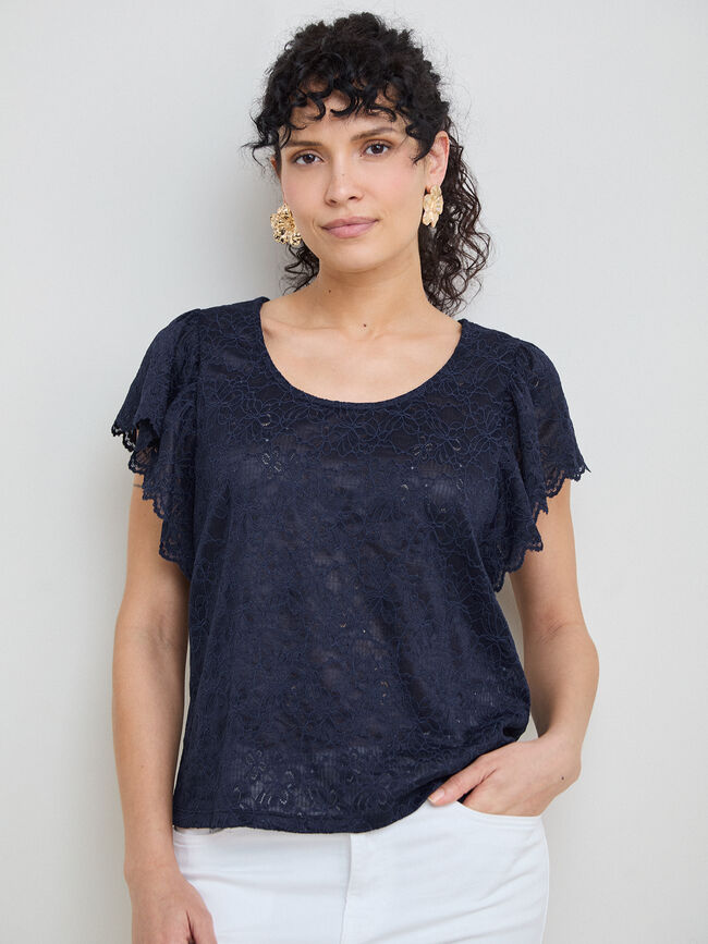 CAMISETA BLONDA MANGA VUELO Azul Marino