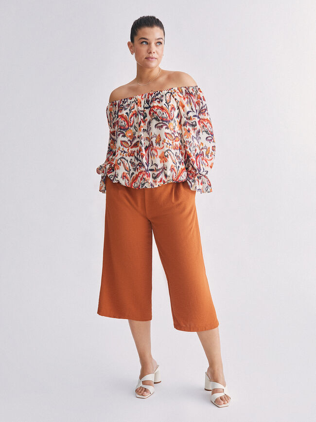 Blusa estampada manga abullonada Rojo