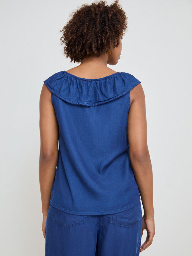TOP VOLANTE BOTONES Dark blue