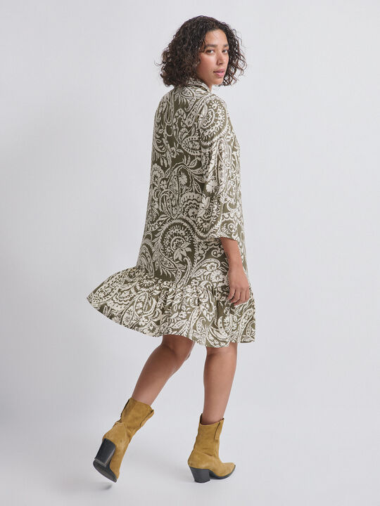 VESTIDO MIDI ESTAMPADO Kaki image number null