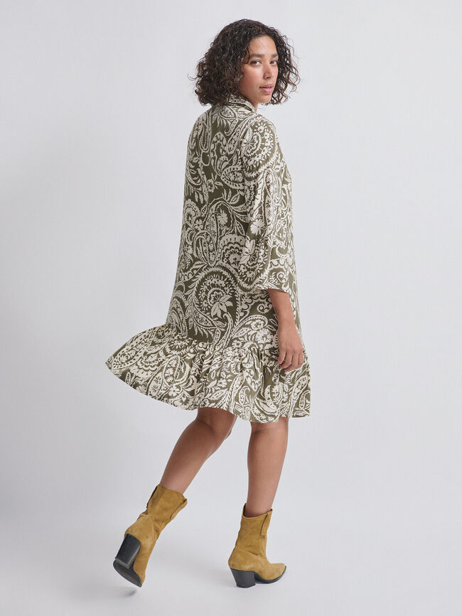 VESTIDO MIDI ESTAMPADO Kaki