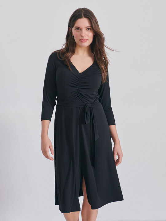 VESTIDO DETALLE FRUNCIDO Negro image number null