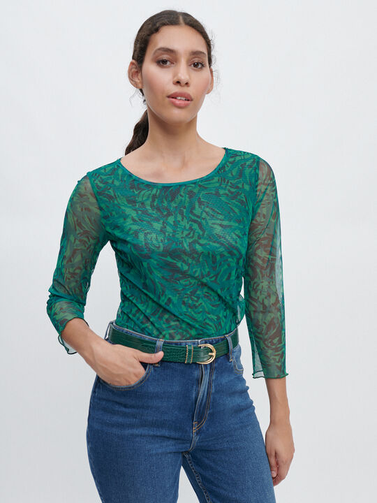 CAMISETA TUL ESTAMPADO Verde oscuro image number null