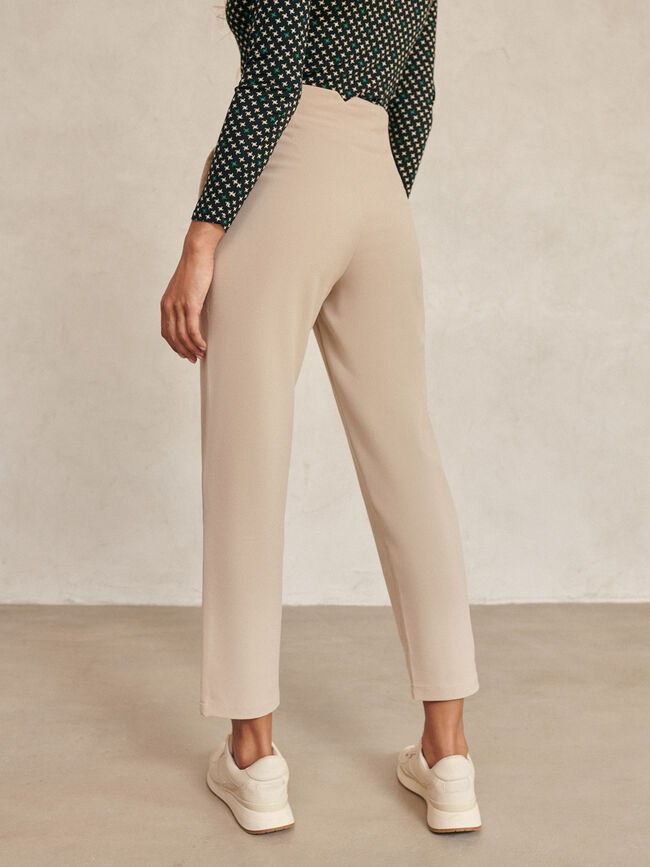 Pantalón de vestir tiro alto Beige