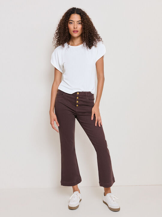 PANTALON DENIM ACAMPANADO Marron Medio image number null