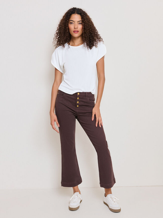 PANTALON DENIM ACAMPANADO Marron Medio