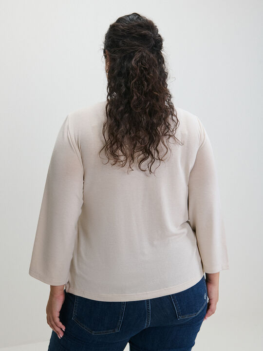 CAMISETA LANOSO CRUZADO Beige image number null