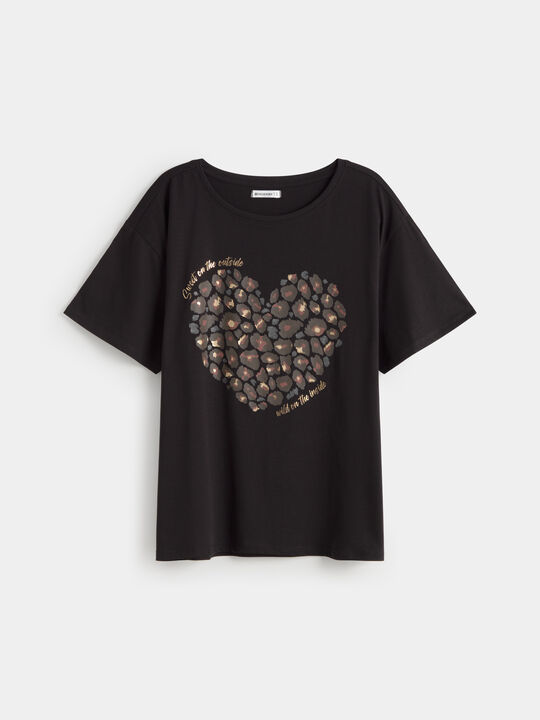 CAMISETA POSICIONAL CORAZÓN Negro image number null