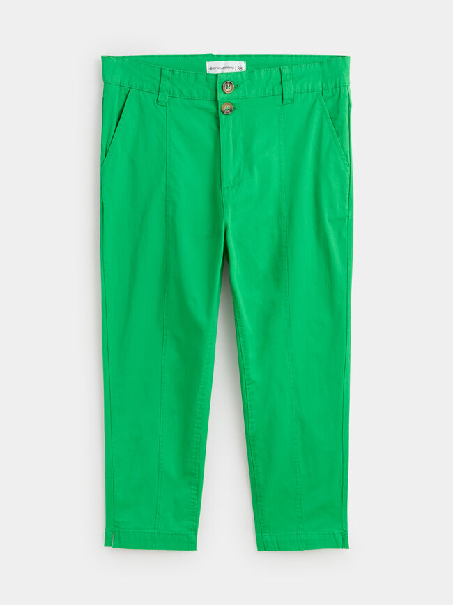 Pantalón chino capri Verde Brillante