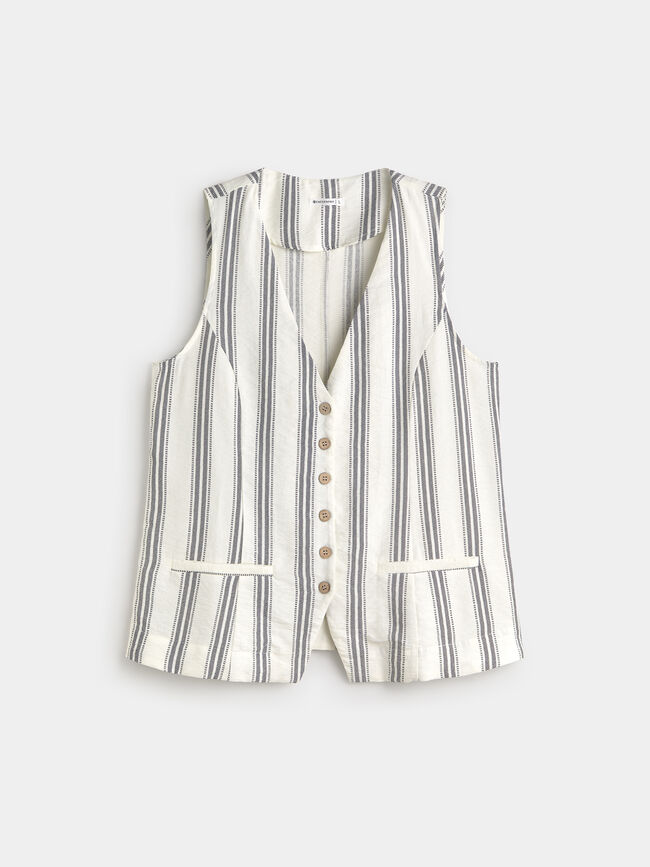 CHALECO BOTONES LARGO Crudo