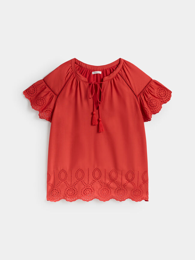 CAMISETA BORDADO SUIZO Teja