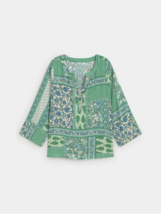 BLUSA FLUIDA ESTAMPADA Verde image number null