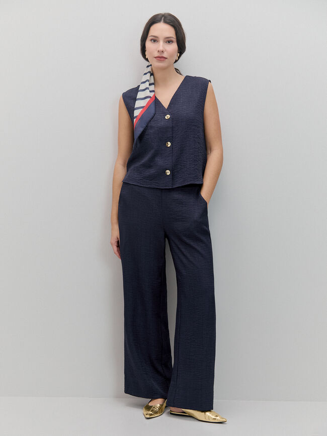 CHALECO CUELLO PICO Azul Marino