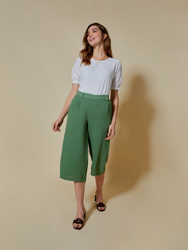 Pantalón culotte fluido Verde Viridian