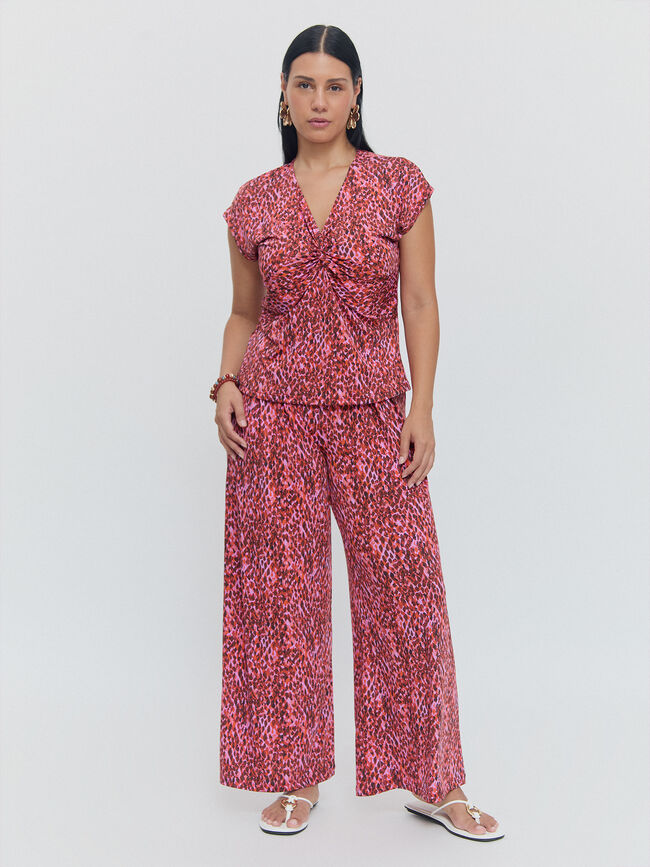 CAMISETA NUDO ESTAMPADA Fucsia