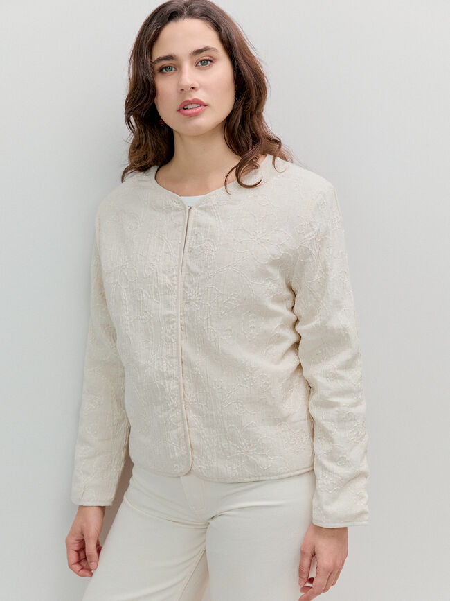CHAQUETA BORDADO FLOR Beige