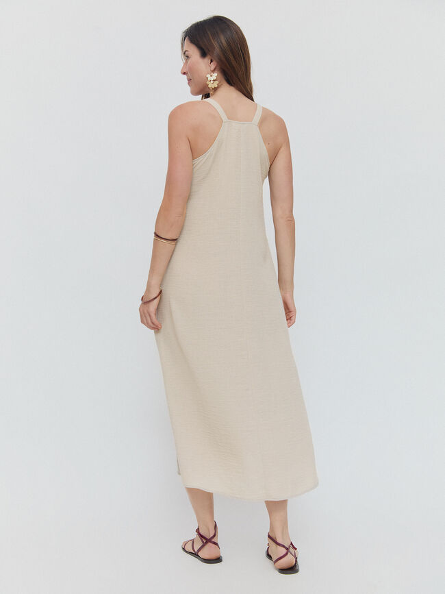 VESTIDO LARGO FLECOS Piedra