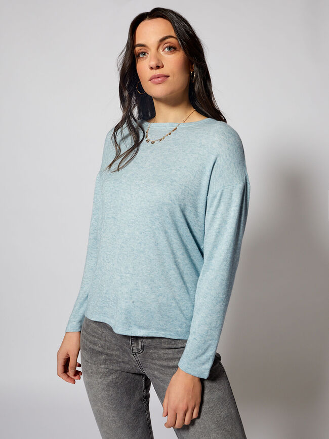 Jersey cuello redondo hombro caído Light blue