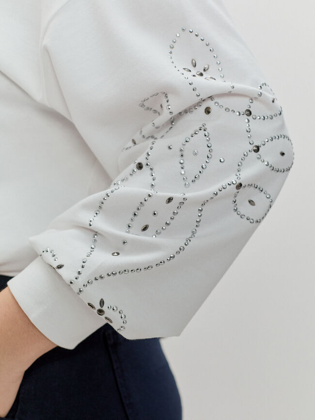 SUDADERA TACHAS PLATEADAS Blanco Optico