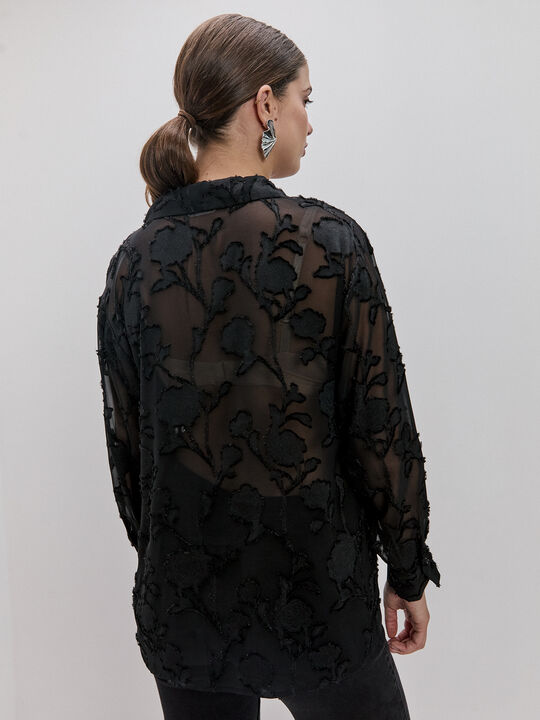 CAMISA DETALLE TRANSPARENCIAS Negro image number null