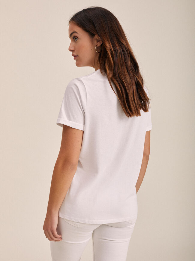 Camiseta 100% algodón detalle estampado Blanco Optico