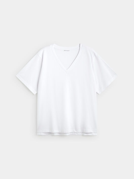 CAMISETA CUELLO PICO Blanco Optico image number null