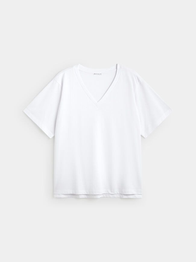 CAMISETA CUELLO PICO Blanco Optico