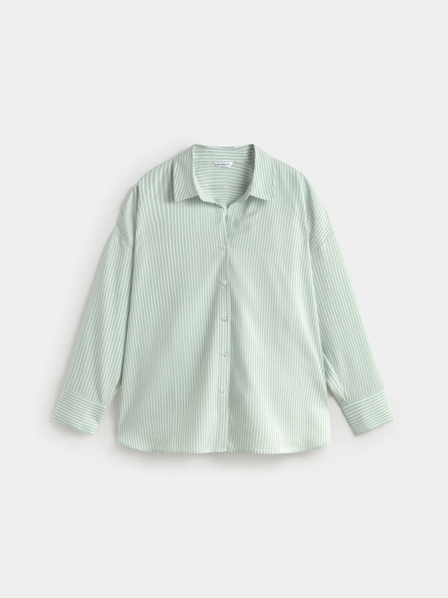CAMISA RAYAS OVERSIZE Kaki