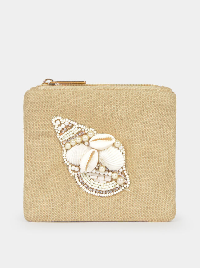 MONEDERO BORDADO CARACOLA Camel