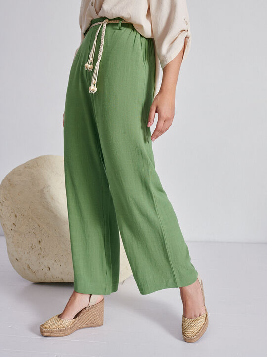 Pantalón rustico lino Oliva image number null