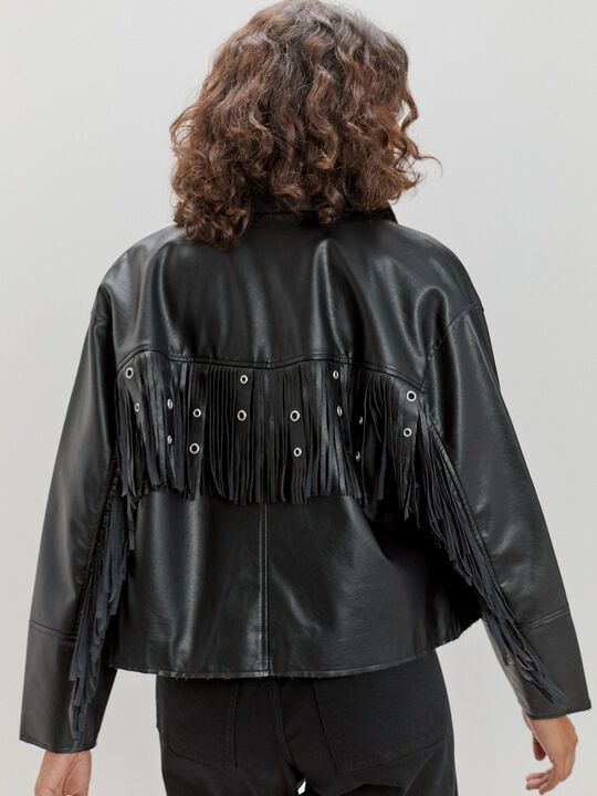 CHAQUETA FLUIDA FLECOS Negro image number null