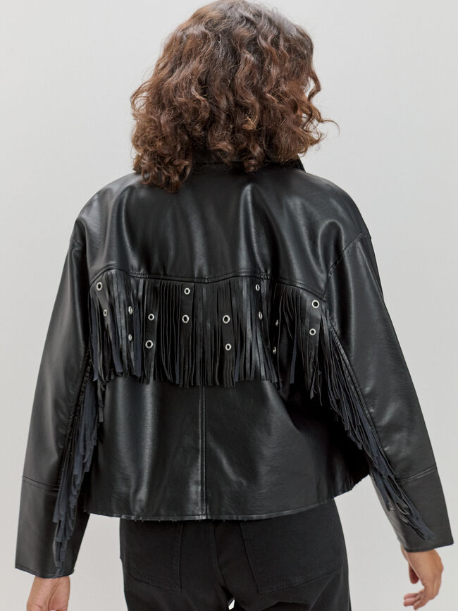 CHAQUETA FLUIDA FLECOS Negro