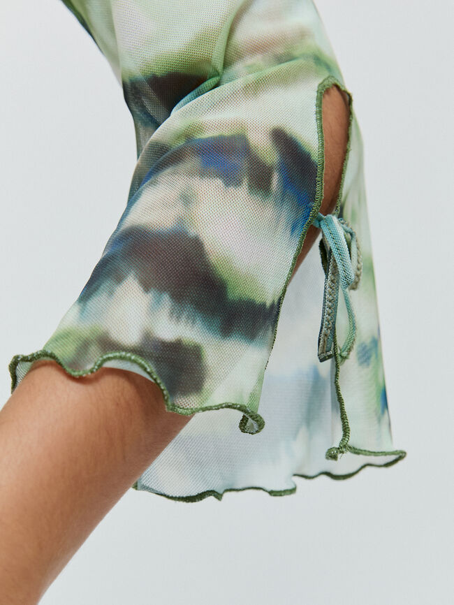CAMISETA TUL ESTAMPADA Verde oscuro