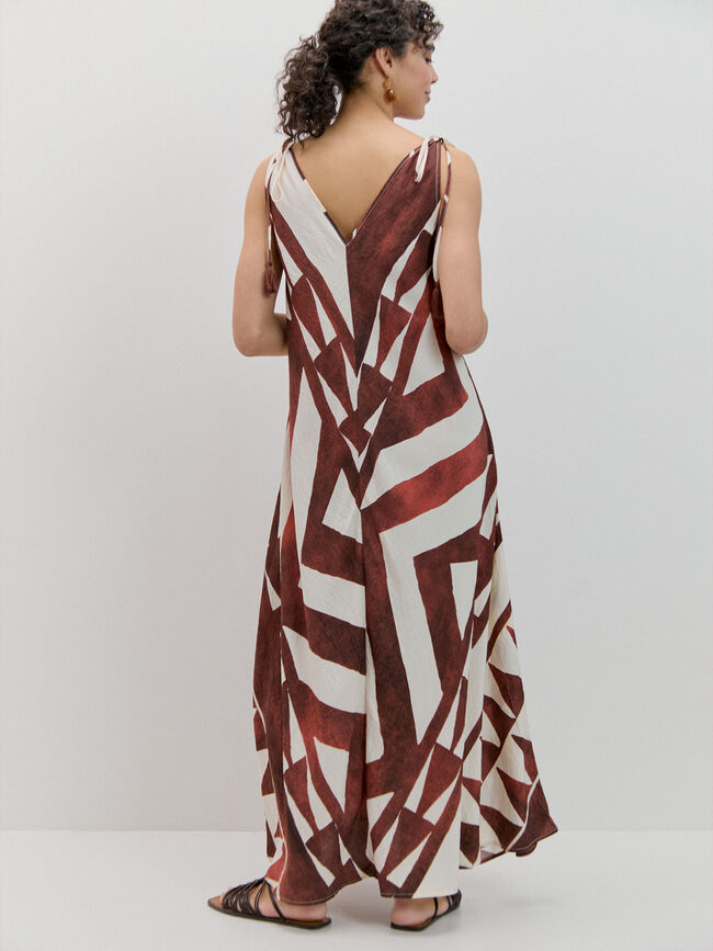 VESTIDO LARGO VUELO Crudo