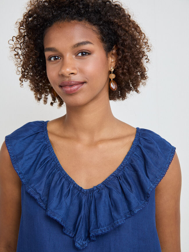 TOP VOLANTE BOTONES Dark blue