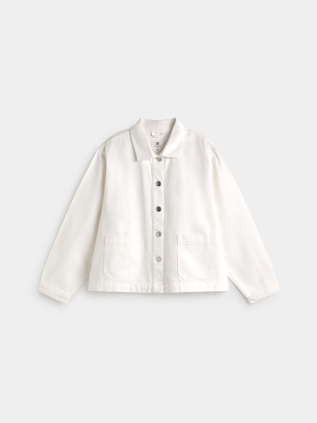 CHAQUETA BORDADA FLORES Blanco Optico